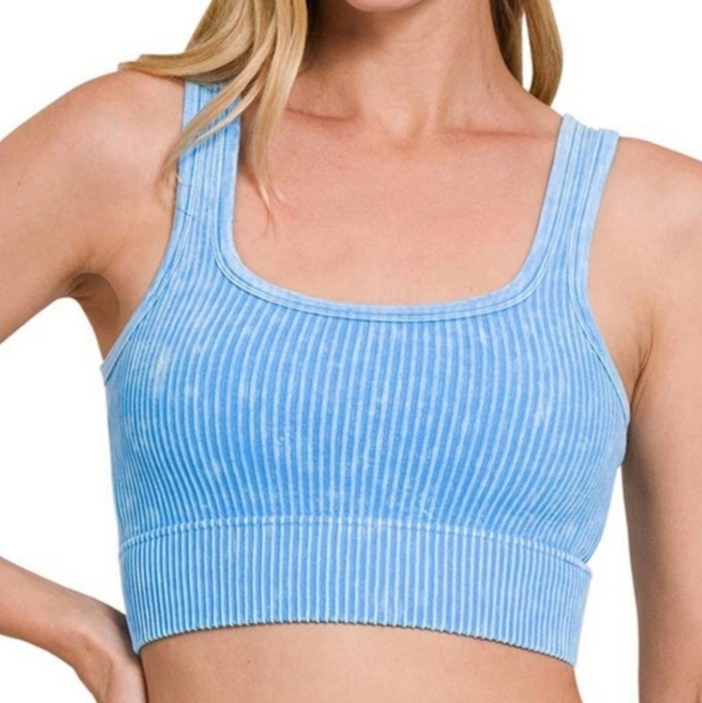 Zenana▪️Kelly Green Ribbed Cropped Tank Top - Picture 6 of 6